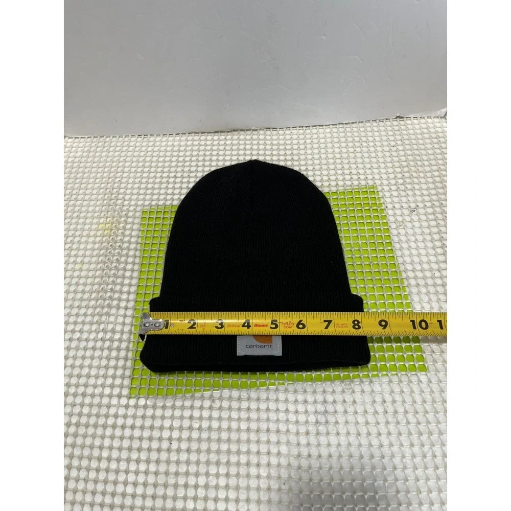Carhartt Black Acrylic Watch Hat Beanie A18 BLK One Size Rib Knit Logo Patch EUC